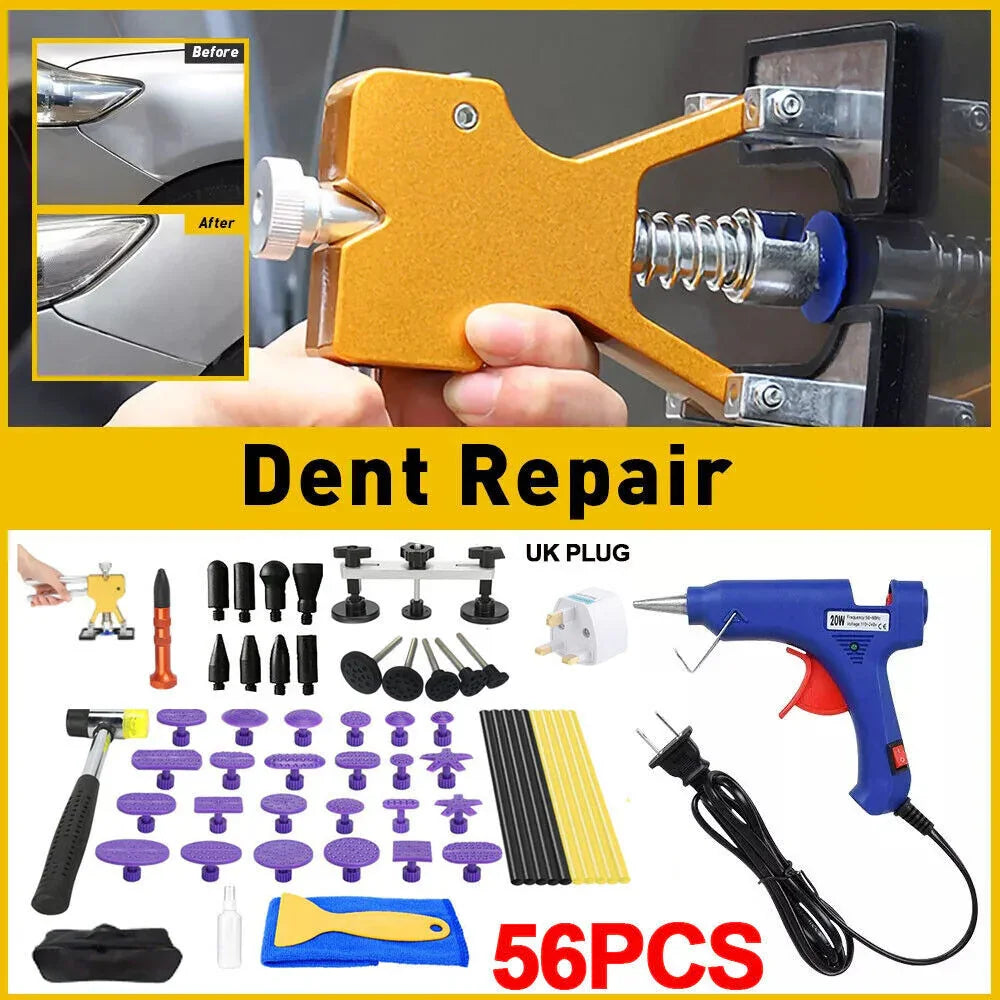 56pcs Car Paintless Kit Dent Puller Lifter Repair Removal Hail Gun Tool UK Plug - Show Gadgets