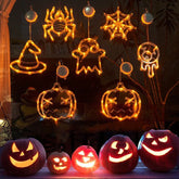Halloween Window Hanging LED Lights Spider Pumpkin Hanging Ghost Horror Atmosphere Lights Holiday Party Decorative Lights Home Decor - Show Gadgets