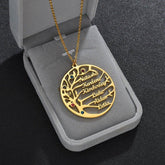 Personalized Stainless Steel Golden Tree of Life Custom Name Necklace - Show Gadgets