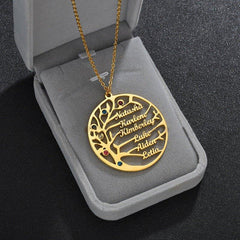 Personalized Stainless Steel Golden Tree of Life Custom Name Necklace - Show Gadgets