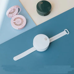 Portable Wrist Fan Mirror Leafless USB Rechargeable 3 Speed Adjustable Air Cooler Handheld - Show Gadgets