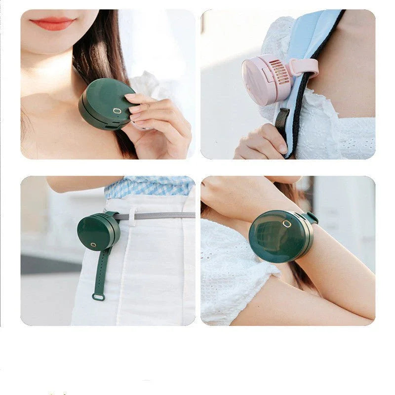 Portable Wrist Fan Mirror Leafless USB Rechargeable 3 Speed Adjustable Air Cooler Handheld - Show Gadgets