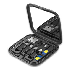 Multifunction Data Cable Digital Storage Box Charging Mirror Hidden Mobile Phone Holder - Show Gadgets