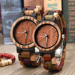 Wood Couple's European And American Style Calendar Watch - Show Gadgets