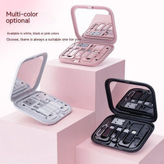 Multifunction Data Cable Digital Storage Box Charging Mirror Hidden Mobile Phone Holder - Show Gadgets