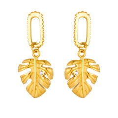 European And American Tassel Leaves Stainless Steel Non-fading Twist Earrings