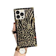 Square Fashion Leopard Print Classic Feather Phone Case - Show Gadgets