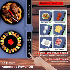 Foldable Heating Plate Mat Portable Keep Food Warm Electric Warming Mat For 8 Dishes With Time Setting - Show Gadgets
