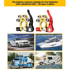 2PCS Battery Terminals Connectors Clamps Quick Release For Caravan Car Van 12V - Show Gadgets
