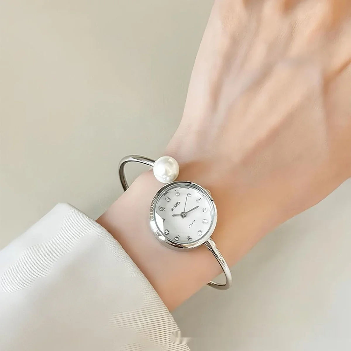 Women's High - grade Simple Pearl Bangle Watch High - grade Watch - Show Gadgets