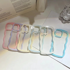 Wave Border Mobile Phone Case Solid Color Simple Candy Color - Show Gadgets