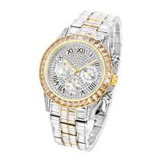 Fashion Three Eyes Rainbow Diamond Daikin Watch Full Square Diamond British Men's Watch - Show Gadgets