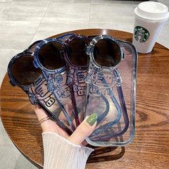 Glitter Astronaut Camera Stand Phone Case For I14 13 12 11 Pro Max XR 14 Plus Invisible Lens Bracket Plating Soft Cover - Show Gadgets