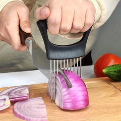 Onion Slicer Holder, Onion Holder For Slicing, 304 Stainless Steel Onion Slicer Cutter, Lemon Holder Slicer, Creative Onion Slicer Holder, Onion Slicer Cutter For Steak Tendons, Household Gadget, Kitc - Show Gadgets