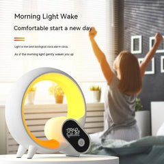 Creative Q Light Analog Sunrise Digital Display Alarm Clock Bluetooth Audio Intelligent Wake - up Q Colorful Atmosphere Light - Show Gadgets