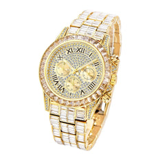 Fashion Three Eyes Rainbow Diamond Daikin Watch Full Square Diamond British Men's Watch - Show Gadgets