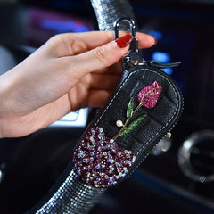 Car Key Case With Diamonds And Roses Cute Female Creative Personality Fashion Car Key Protection Cover - Show Gadgets