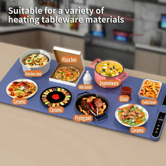 Foldable Heating Plate Mat Portable Keep Food Warm Electric Warming Mat For 8 Dishes With Time Setting - Show Gadgets