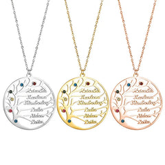 Personalized Stainless Steel Golden Tree of Life Custom Name Necklace