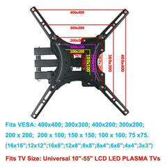 26-55 Full Motion TV Wall Mount Rotation 180 Swivel Bracket 26 32 40 42 50 55 - Show Gadgets