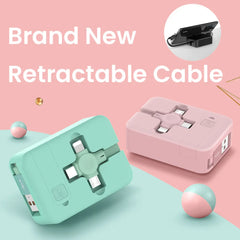 4 In 1 Retractable USB Cable Creative Macaron Type C Micro Cable For I Phone With Phone Stand Charging Data Cable Line Storage Box - Show Gadgets