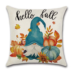 Thanksgiving Linen Pillowcase – Pumpkin Cartoon Car with Festive Wreath Design - Show Gadgets