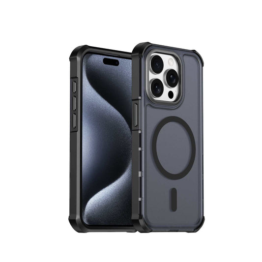 For iPhone 15 Pro Magnetic Case Electroplated Frame Skin-touch TPU+PC Phone Cover