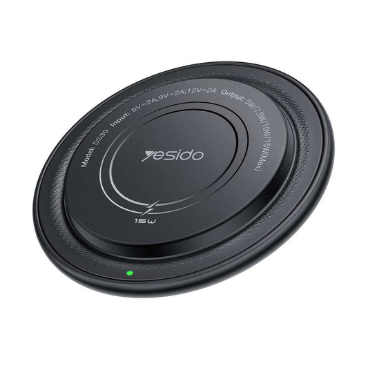 YESIDO DS39 15W Magnetic Wireless Charger Round Desktop Fast Charging Pad for Smartphone Earbuds