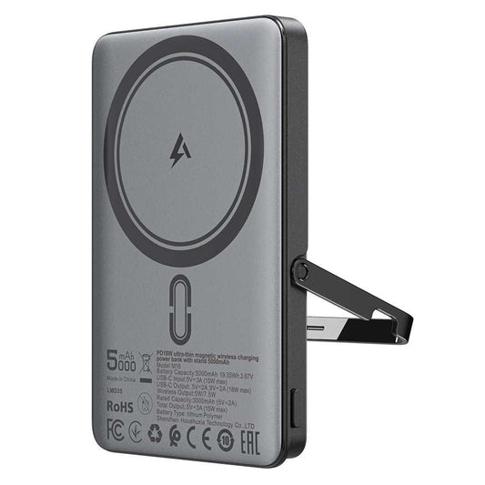 ACEFAST M16-5000 ultra-thin 5000mAh power bank with 18W PD wireless charger and built-in stand