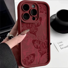 Wine Red Butterfly Fashion Girl Phone Case - Show Gadgets