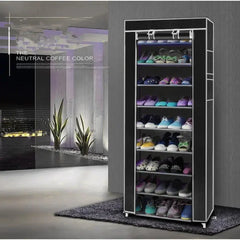 9 Tier Cabinet Storage Shoe Rack Stand Holds 27 Pairs Shoe Organizer Dustproof - Show Gadgets