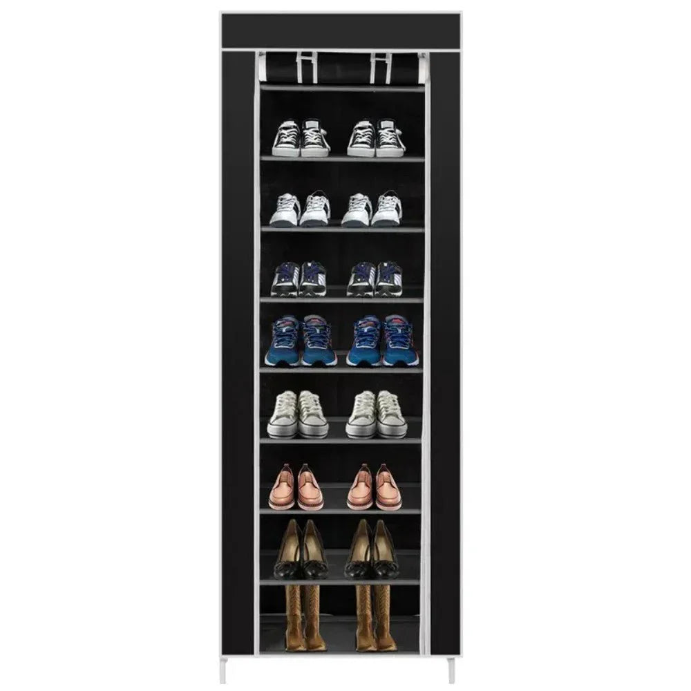 9 Tier Cabinet Storage Shoe Rack Stand Holds 27 Pairs Shoe Organizer Dustproof - Show Gadgets