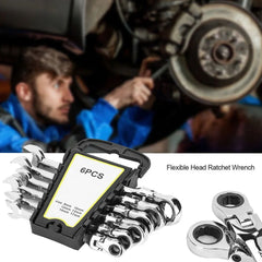 6Pcs Flexible Head Multi Functional Ratchet Conination Spanner Wrench 8 - 17mm Repair Tools Set - Show Gadgets