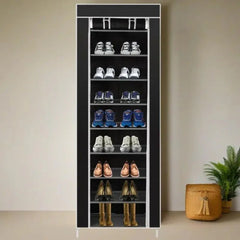 9 Tier Cabinet Storage Shoe Rack Stand Holds 27 Pairs Shoe Organizer Dustproof - Show Gadgets