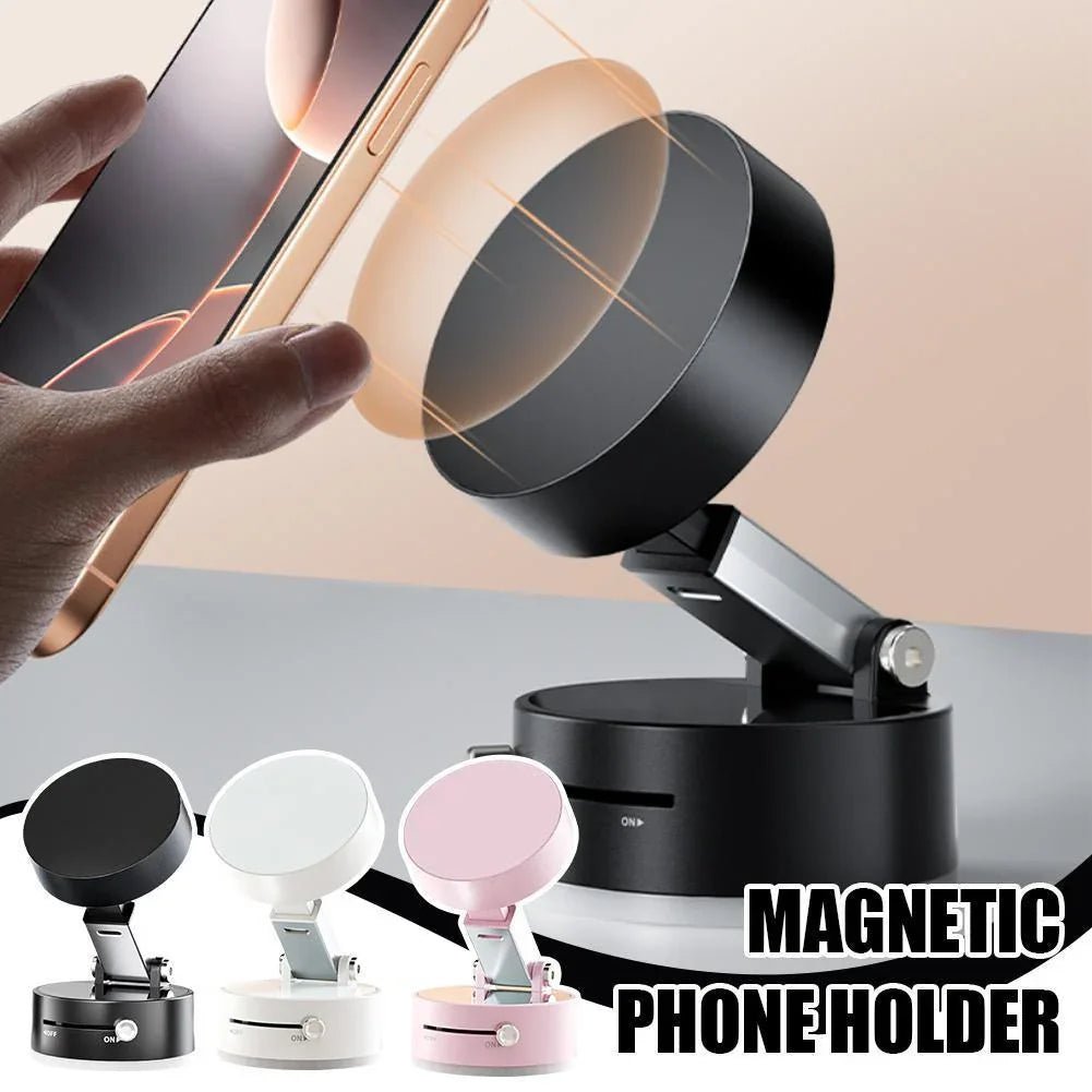 Foldable Magnetic Vacuum Car Phone Holder Foldable Suction Cup With Suction Cup Hands - Free Navigation For Smart Phone - Show Gadgets