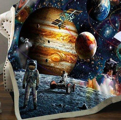 BeddingOutlet Sloth Sherpa Fleece Blanket – Cartoon Animal Plush Throw with Planet & Star Universe Design - Show Gadgets