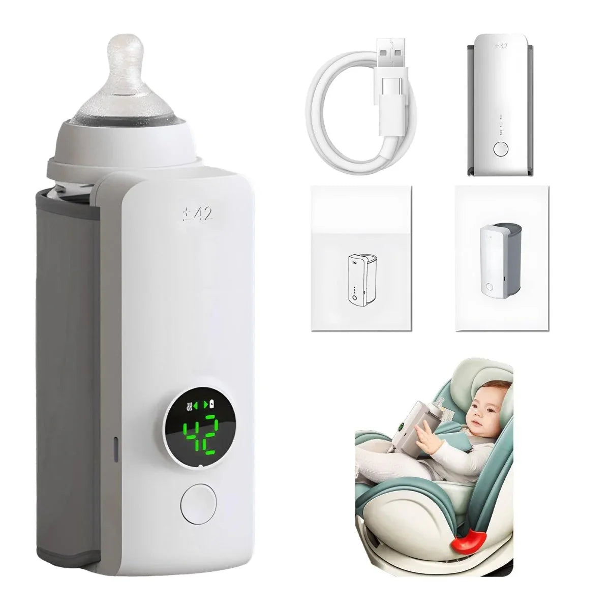 Portable Wireless Rechargeable Baby Bottle Warmer USB Charging And Heating Bag Portable Constant Temperature Milk Warmer Universal Bottle Insulation Sleeve - Show Gadgets