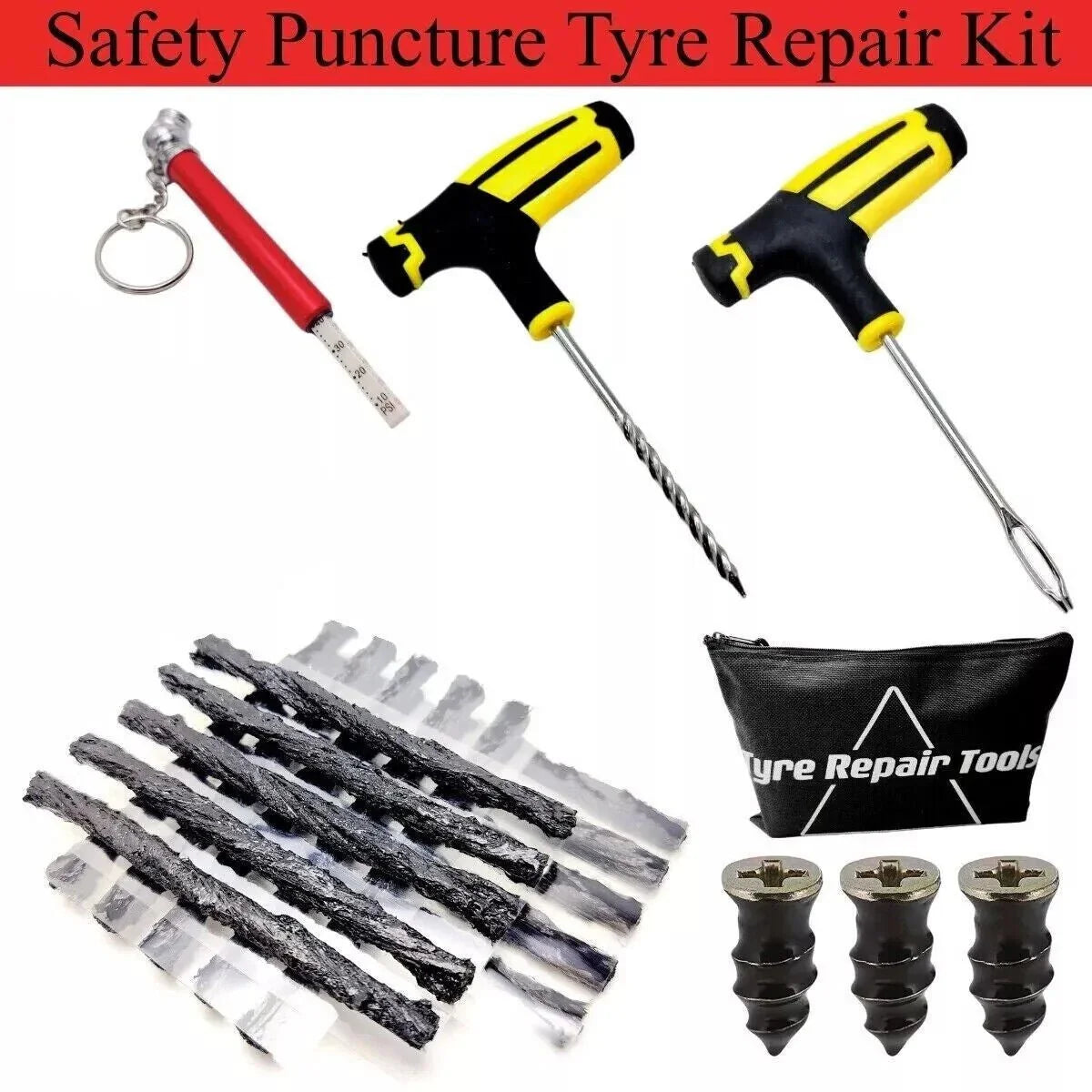 22Pcs Emergency Tyre Puncture Repair Kit Car Van Motorcycle Tubeless Tire Strips - Show Gadgets