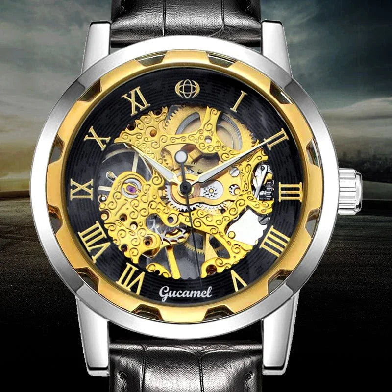 Steel Strip Hollow Gold Manual Mechanical Watch - Show Gadgets