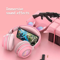 Rabbit Ear Headphones Wireless Luminous Extendable Wheat Headphones - Show Gadgets