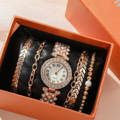 Women's Thin Strap Bracelet Watch Luxury Fashion Gift Box Watch Bracelet Six - piece Set - Show Gadgets