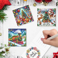 Christmas Holiday Diamond Painted Spot Drill Greeting Cards – Set of 6 Unique Styles - Show Gadgets