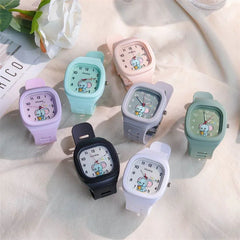 Cute Silicone Trendy Luminous Sports Student Square Good-looking Watch - Show Gadgets