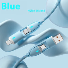 Four-in-one Silicone Fast Charge Data Cable - Show Gadgets