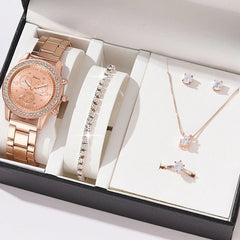 Women's Three - eye Quartz Diamond - embedded Watch - Show Gadgets