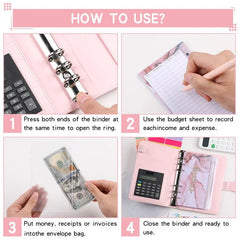 A6 Loose - leaf Binder Journal Book Notebook Leather PU 6 Hole Loose Spiral Calculator - Show Gadgets