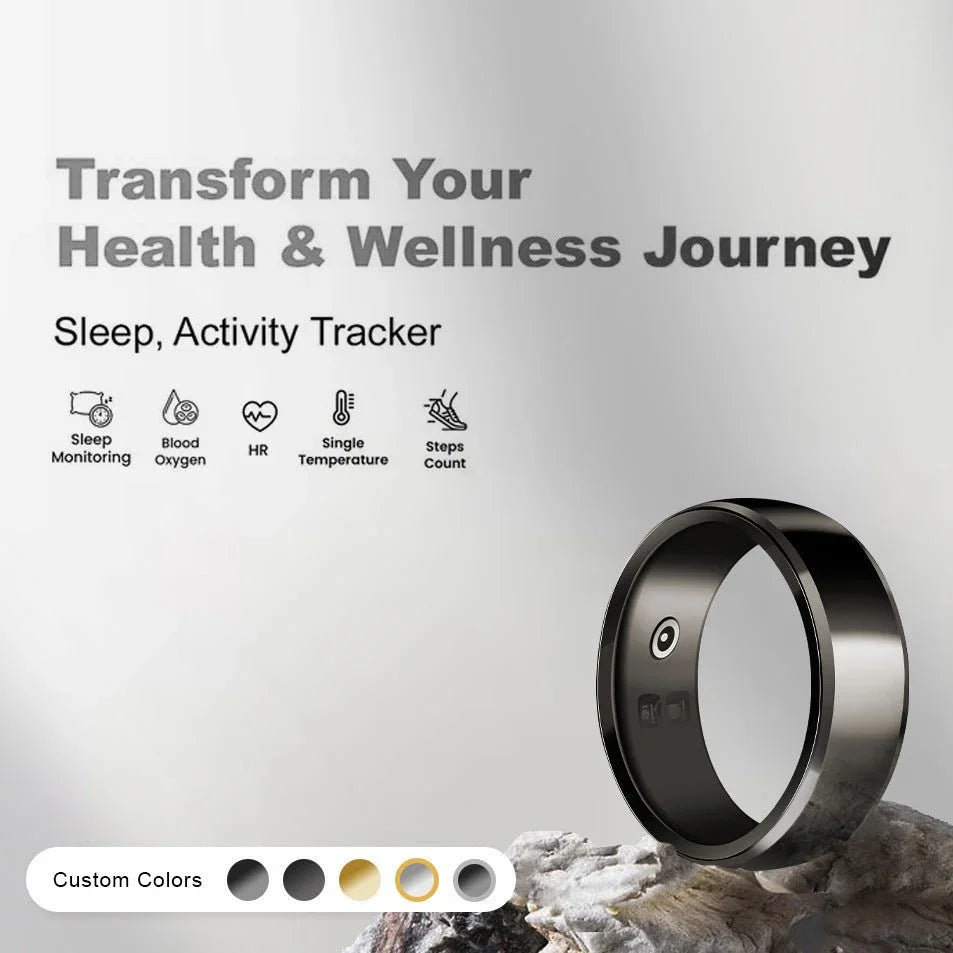 Black Technology Heart Rate, Blood Oxygen, Sleep Monitoring Waterproof Bluetooth Ring - Show Gadgets