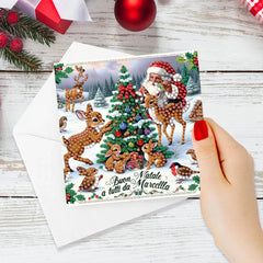 Christmas Holiday Diamond Painted Spot Drill Greeting Cards – Set of 6 Unique Styles - Show Gadgets