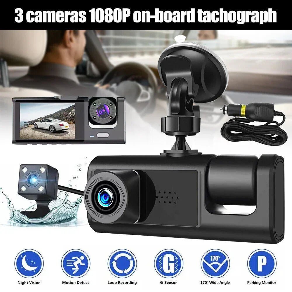 1080P Dual Lens Car Dash Cam Recorder G Sensor DVR Front And Rear Camera Video - Show Gadgets