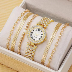 Women's Thin Strap Bracelet Watch Luxury Fashion Gift Box Watch Bracelet Six - piece Set - Show Gadgets
